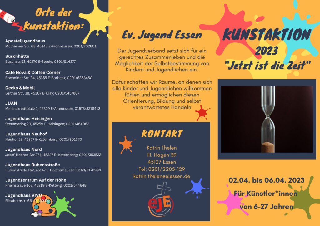 Flyer zur Kinderkunstaktion 2023 in der Woche vom 02.04-06.04.2023