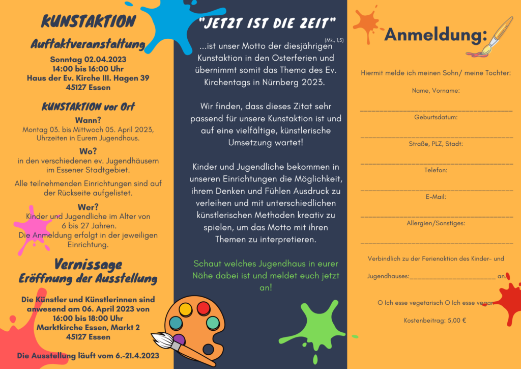 Flyer zur Kinderkunstaktion vom 02.04.-06.04.2023